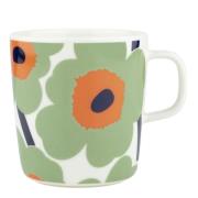 Marimekko - Oiva Unikko mugg 40 cl vit/salvia/orange/mörkblå