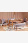 Hanah Home - Set med bord och stolar (5 delar) - Mina - Brun - Matgrup...