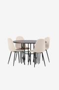 Venture Home - Matgrupp Copenhagen med 4st matstolar Polar - Beige - M...