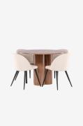 Venture Home - Olivia matbord med matstol i sammet - Beige - Matgruppe...