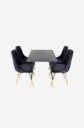 Venture Home - Matgrupp Dipp med 4 st matstolar Velvet Deluxe - Svart ...