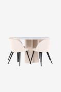Venture Home - Olivia matbord med matstol i sammet - Beige - Matgruppe...