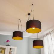 EMIBIG LIGHTING Pendellampa Roto 3 i svart, skärmar inuti guld