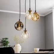 EMIBIG LIGHTING Hänglampa Glassy, 4 lampor, svart, grafit/amber/klar, ...