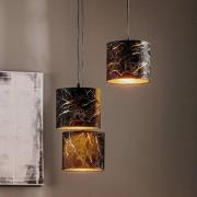 EMIBIG LIGHTING Hänglampa Jari tyg 3 lampor rund svartmarmorerad