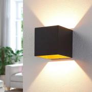 Arcchio LED-vägglampa Zuzana, kantig, svart, 10 cm bred