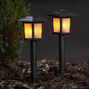 STAR TRADING Solcellsdriven LED-sockellampa Flame Mini i 2-set