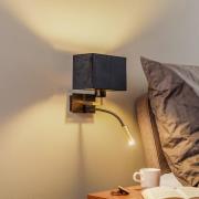 Euluna Vägglampa Harry, kantig, svart/mässing/svart