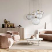 TK Lighting Pendellampa Cadix i glas, 7 lampor