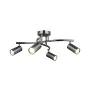 Lucea Takspotlight Spotte, svart-krom, 4 lampor