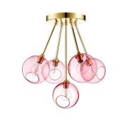 DESIGN BY US Ballroom Molecule taklampa, rosa, glas, 5-ljus