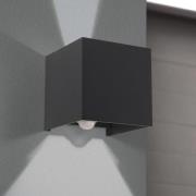 ORION Utomhusvägglampa Cube-S, antracit, metall, sensor