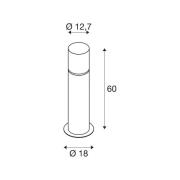 SLV Rox sockellampa i akryl, höjd 60 cm, grå, rostfritt stål