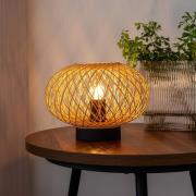 Lindby Solvira bordslampa, flätverk av bambu, rund