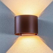 Lindby LED utomhusvägglampa Nivar, rund, rost, metall, IP54