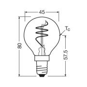 OSRAM LED Vintage E14 4,9W 922 droppformad spiralglödtråd guld