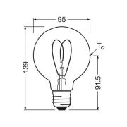 OSRAM LED Vintage G95 E27 7,2W 927 Heart Filament klar dimbar