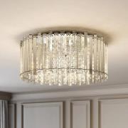 Lucande taklampa Limana, Ø 50 cm, krom, kristall