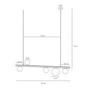 ALDEX Hänglampa Garda 5, balk, metall, glas, svart, 5 lampor
