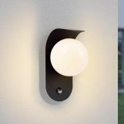 Lindby Utomhusvägglampa Lacie, sensor, svart/vit