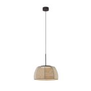 Bover LED-hänglampa Tanit, Ø 43 cm, svart/beige, tyg