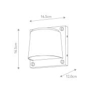 HINKLEY Scout utomhusvägglampa, vit satin, IP44, 16,5 cm x 16,5 cm