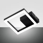 Fabas Luce LED-vägglampa Bard, svart, 17 x 17 cm, metall, dimbar