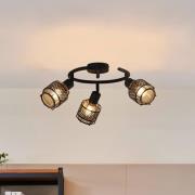 Lindby Eudoria taklampa 3 lampor svart/guld