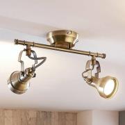Lindby taklampa Perseas, 31 cm, 2 lampor, antik mässing, GU10