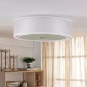 Lindby taklampa Tobia, vit, textil, Ø 50 cm, E27