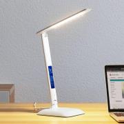 Lindby LED-bordslampa Ludmilla, höjd 34 cm, vit, display