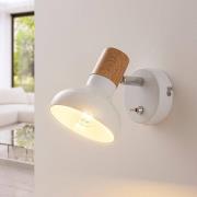 Lindby spotlight till vägg Fridolin, 14cm, vit, metall, strömbrytare