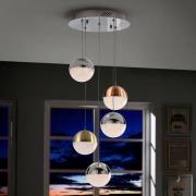 Schuller Valencia LED-hänglampa Sphere, flerfärgad, 5 lampor
