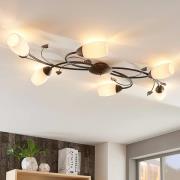 Lindby taklampa Stefania, 6 lampor, svart/guld, 68cm