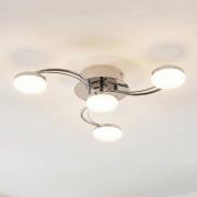 Lindby LED-taklampa Dyln, Ø 50 cm, 4 lampor, kromfärgad
