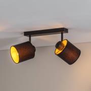 Argon Taklampa Suerte, svart/guld, 2 lampor, textil, stål