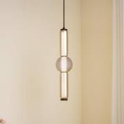 Lucande LED-hänglampa Savete, rökgrå, glas, Ø 12 cm