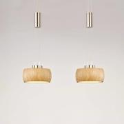FISCHER & HONSEL LED-hänglampa Shine-Wood, ek/nickel, 65 cm, 2 lampor.