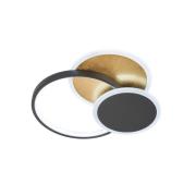 FISCHER & HONSEL Tomo LED-taklampa, svart/guld, 40 cm, metall Fjärrkon...