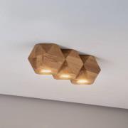 Envostar Peach Puff taklampa polyeder trä 3 lampor
