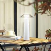 Lindby LED-uppladdningsbar utomhusbordslampa Gomba, vit, dimbar
