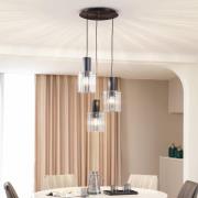 Lucande taklampa Eirian, Ø 40 cm, 3-ljus, svart, glas