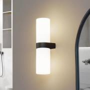 Lucande Basolo vägglampa till bad, svart, höjd 31,5 cm, glas