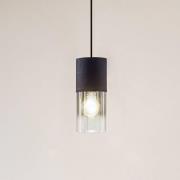 Lindby hänglampa Svante, 1 lampa, svart, glas, Ø 10cm