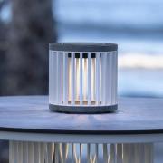 Les Jardins LED-solcellsbordslampa Halo, vit, aluminium/granit