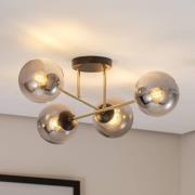 EMIBIG LIGHTING Taklampa Magnum, 4 lampor, grafit/guld/svart, glas, E1...