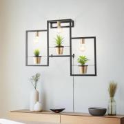 Luminex Flores vägglampa, 3 lampor, svart/guld, med stickpropp