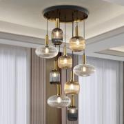 Schuller Valencia Norma hänglampa, Ø 80 cm, 9 lampor, svart/mässing, g...