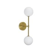 PR Home Sigma D vägglampa, guld/opal, 2 lampor 49 cm glas