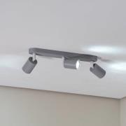 TK Lighting Takspotlight Livia, grå, 52 cm, 3 lampor, metall, GU10